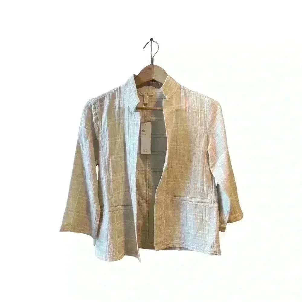 Eileen fisher Neutral organic linen Jacquard Jacket - Picture 4 of 12